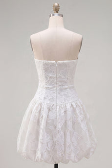 A-Line weißes Sweetheart Blumen-Homecoming-Kleid