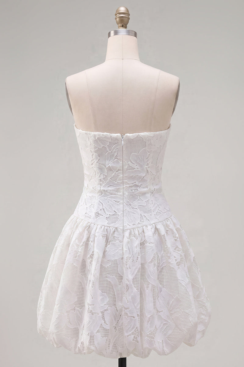Laden Sie das Bild in den Galerie-Viewer, A-Line weißes Sweetheart Blumen-Homecoming-Kleid