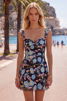 Laden Sie das Bild in den Galerie-Viewer, Gelbes, geblümtes Pailletten, besticktes Sweetheart Bodycon Homecoming-Kleid