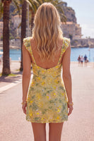 Laden Sie das Bild in den Galerie-Viewer, Gelbes, geblümtes Pailletten, besticktes Sweetheart Bodycon Homecoming-Kleid