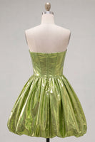 Laden Sie das Bild in den Galerie-Viewer, Metallicgrünes A-Line-Sweetheart-Korsett mit Falten Homecoming-Kleid