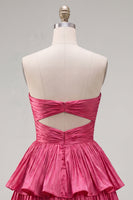 Laden Sie das Bild in den Galerie-Viewer, Metallic grünes A-Linien-gestuftes Sweetheart Plissiertes Homecoming-Kleid mit Rippenschnitt