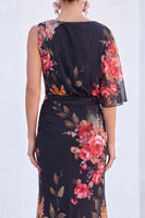 Laden Sie das Bild in den Galerie-Viewer, Blaue Blumen-Meerjungfrau-Chiffon-Bateau-Ausschnitt Langes Mutter-der-Braut-Kleid