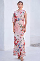 Laden Sie das Bild in den Galerie-Viewer, Blaue Blumen-Meerjungfrau-Chiffon-Bateau-Ausschnitt Langes Mutter-der-Braut-Kleid