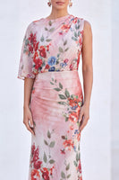 Laden Sie das Bild in den Galerie-Viewer, Blaue Blumen-Meerjungfrau-Chiffon-Bateau-Ausschnitt Langes Mutter-der-Braut-Kleid