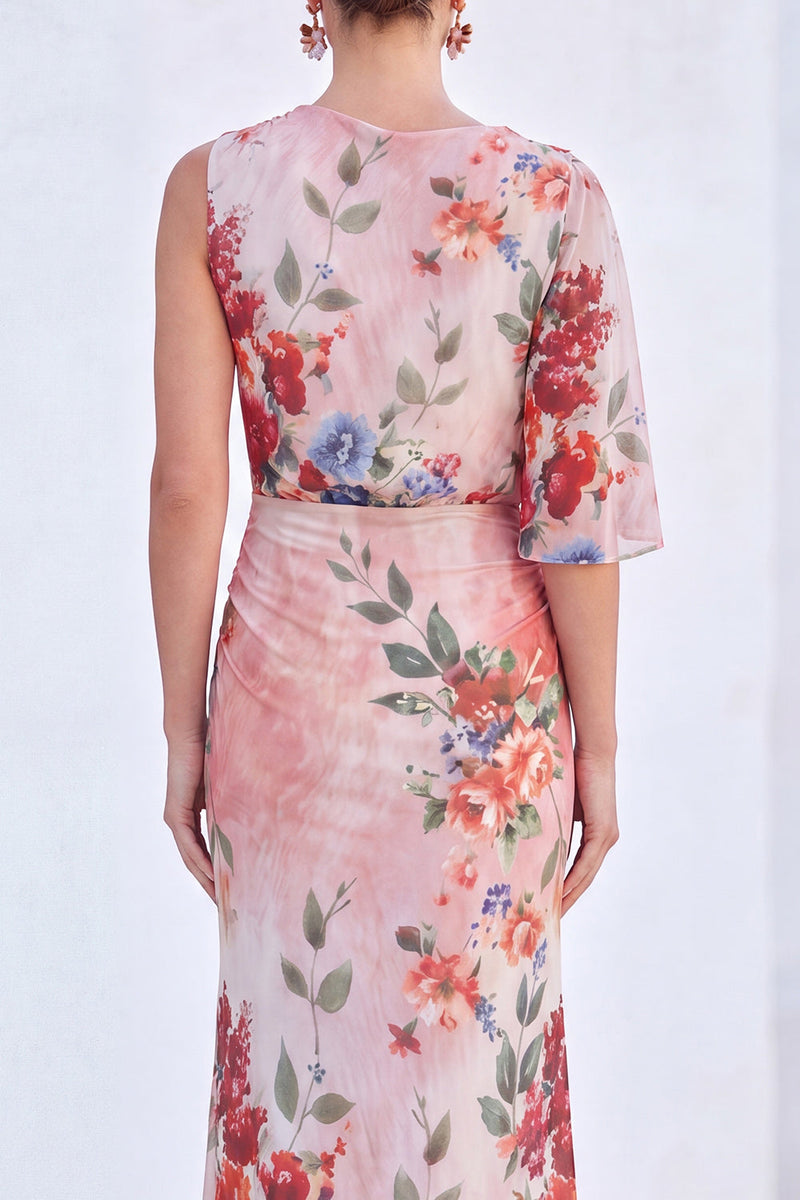 Laden Sie das Bild in den Galerie-Viewer, Blaue Blumen-Meerjungfrau-Chiffon-Bateau-Ausschnitt Langes Mutter-der-Braut-Kleid