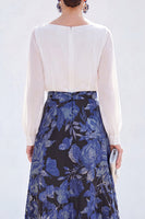 Laden Sie das Bild in den Galerie-Viewer, Grünes A-Linien-Bateau-Ausschnitt mit zweiteiligem Jacquard-Blumen-Langkleid zur Mutter der Braut