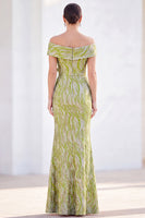 Laden Sie das Bild in den Galerie-Viewer, Meerjungfrauen-Königsblau schulterlanges Mutter-der-der-Braut-Kleid mit 3D-Blumen