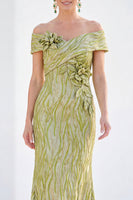 Laden Sie das Bild in den Galerie-Viewer, Meerjungfrauen-Königsblau schulterlanges Mutter-der-der-Braut-Kleid mit 3D-Blumen