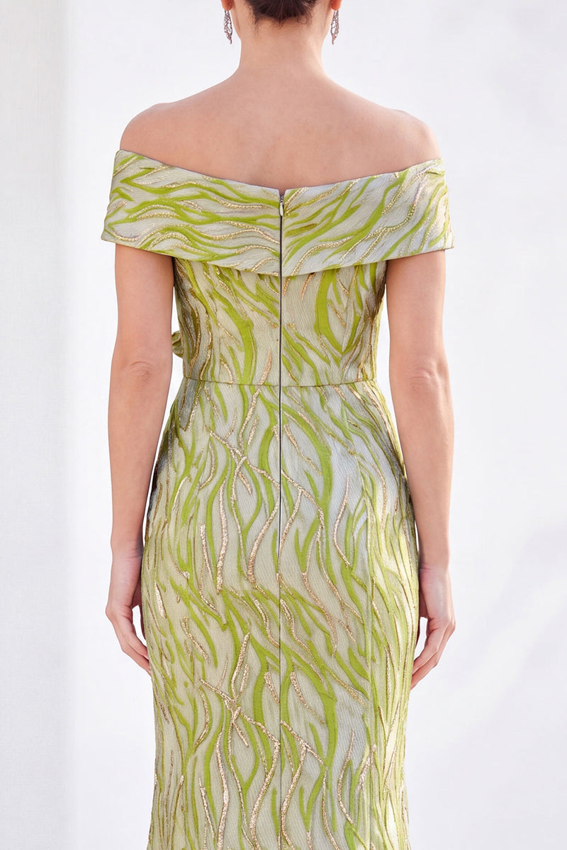 Laden Sie das Bild in den Galerie-Viewer, Meerjungfrauen-Königsblau schulterlanges Mutter-der-der-Braut-Kleid mit 3D-Blumen