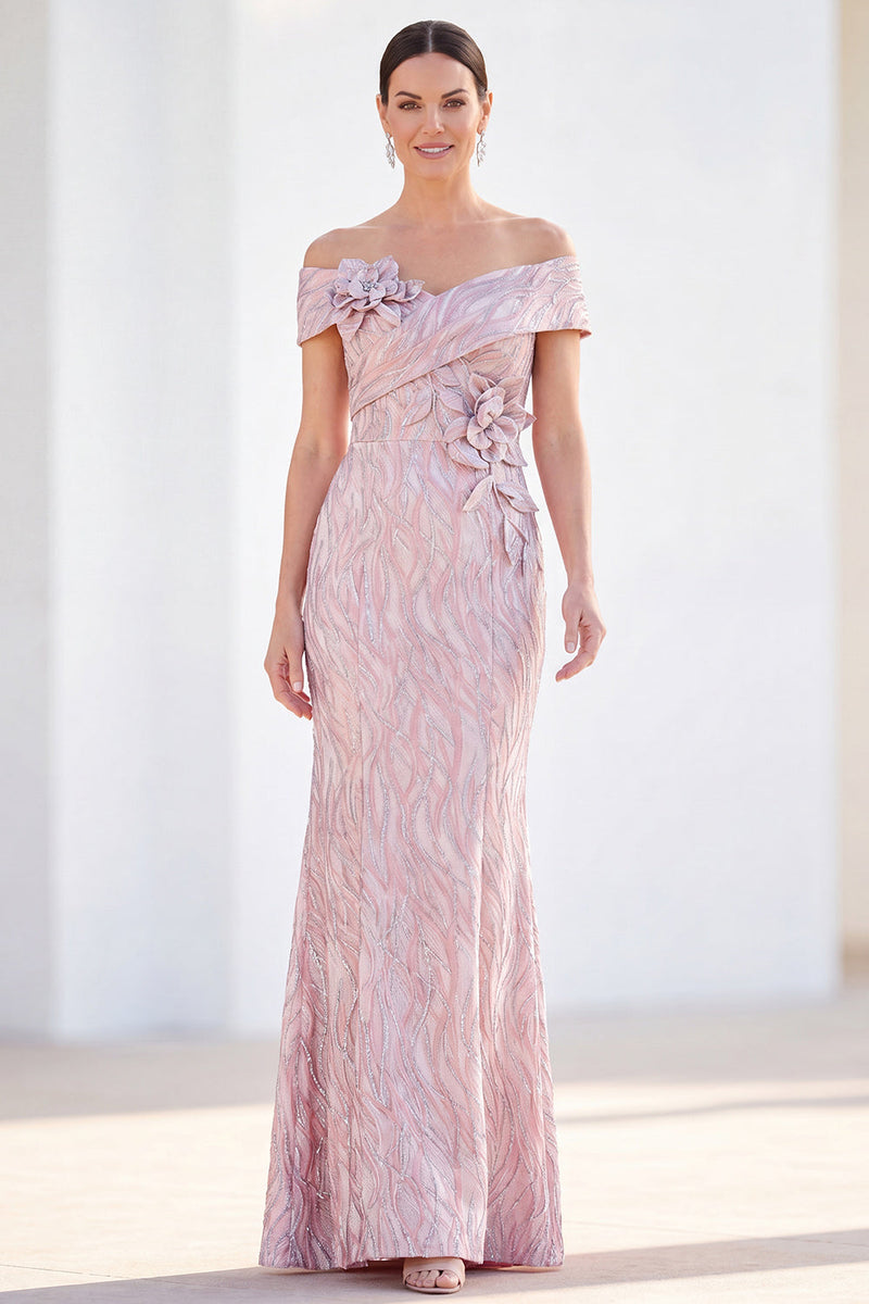 Laden Sie das Bild in den Galerie-Viewer, Meerjungfrauen-Königsblau schulterlanges Mutter-der-der-Braut-Kleid mit 3D-Blumen