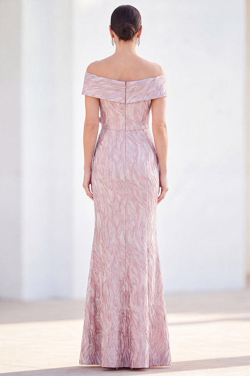 Laden Sie das Bild in den Galerie-Viewer, Meerjungfrauen-Königsblau schulterlanges Mutter-der-der-Braut-Kleid mit 3D-Blumen
