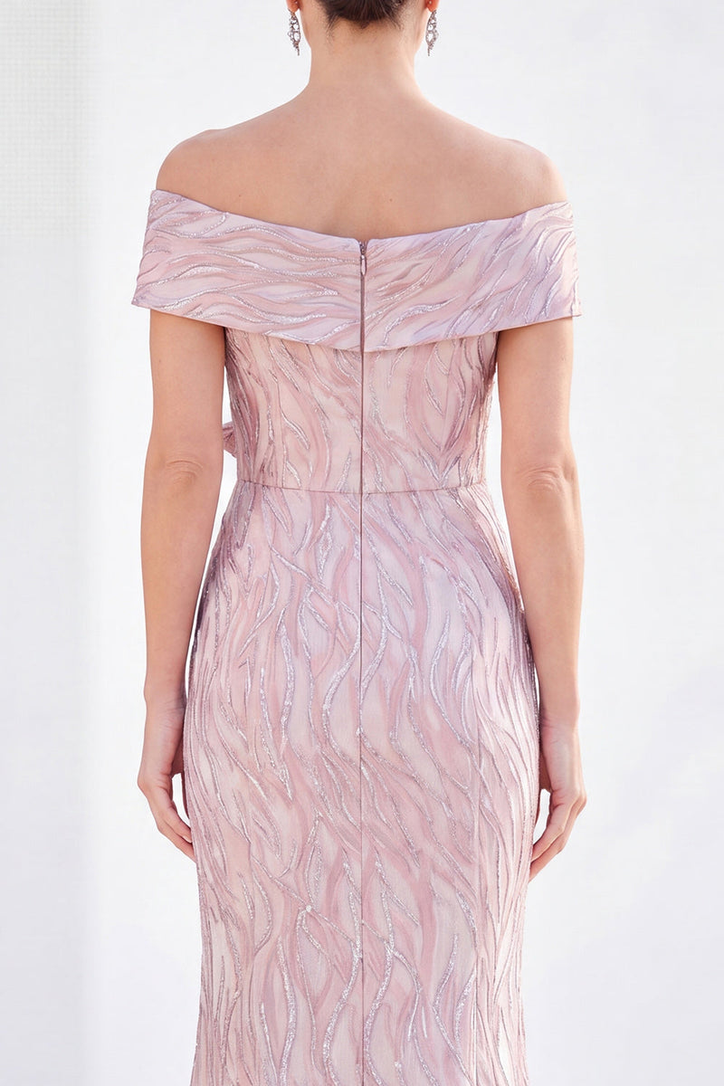 Laden Sie das Bild in den Galerie-Viewer, Meerjungfrauen-Königsblau schulterlanges Mutter-der-der-Braut-Kleid mit 3D-Blumen