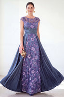 Laden Sie das Bild in den Galerie-Viewer, Dunkelgrünes A-Linien-Pailletten-Pailletten-Langes Mutter-der-der-Braut-Kleid mit Mützenärmeln
