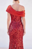 Laden Sie das Bild in den Galerie-Viewer, Glitzernde goldene Meerjungfrau mit einer Schulter Pailletten Lange Mutter der Braut Kleid