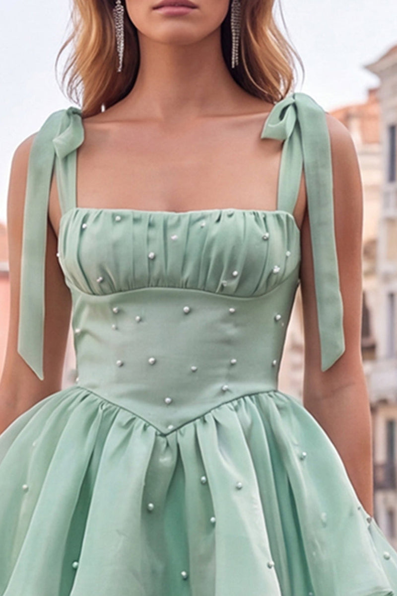Laden Sie das Bild in den Galerie-Viewer, Lilac Pearl Mini Märchen-Homecoming-Kleid mit Stachel und Schnürung hinten