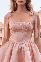 Laden Sie das Bild in den Galerie-Viewer, Lilac Pearl Mini Märchen-Homecoming-Kleid mit Stachel und Schnürung hinten