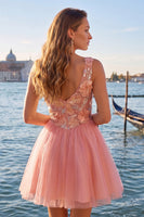 Laden Sie das Bild in den Galerie-Viewer, A-Linie gelbes V-Ausschnitt Blumenpailletten-Homecoming-Kleid