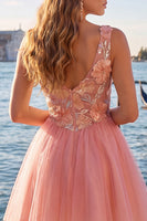 Laden Sie das Bild in den Galerie-Viewer, A-Linie gelbes V-Ausschnitt Blumenpailletten-Homecoming-Kleid