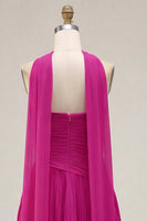 Laden Sie das Bild in den Galerie-Viewer, Gelbes A-Linien-Trägerloses, gerafftes, plissiertes Homecoming-Kleid mit Halsschal