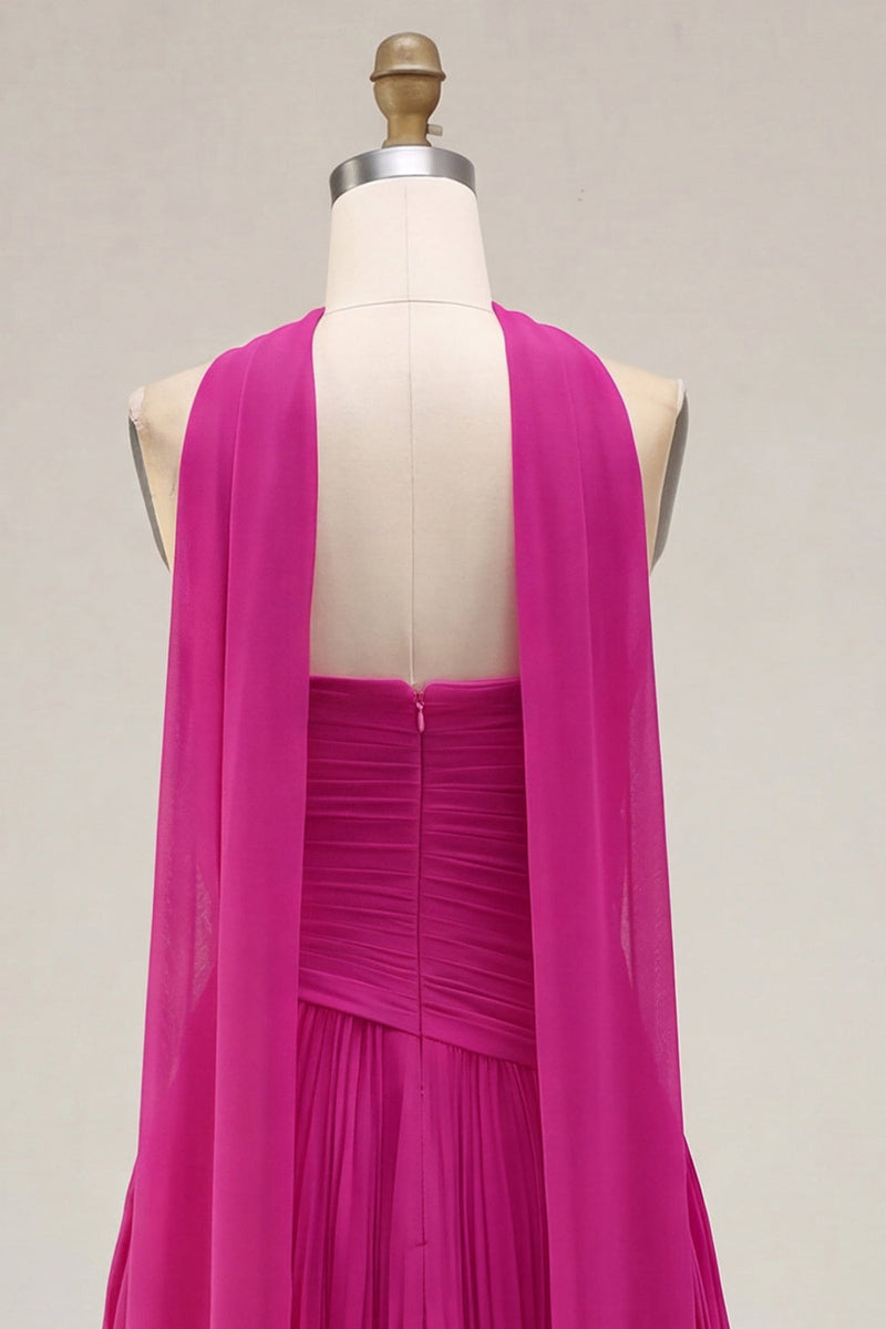 Laden Sie das Bild in den Galerie-Viewer, Gelbes A-Linien-Trägerloses, gerafftes, plissiertes Homecoming-Kleid mit Halsschal