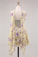 Laden Sie das Bild in den Galerie-Viewer, Sweetheart Hellblaues zweiteiliges A-Linien-Korsett, gestuftes Blumen-Homecoming-Kleid mit Perlenbesatz