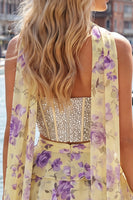 Laden Sie das Bild in den Galerie-Viewer, Sweetheart Hellblaues zweiteiliges A-Linien-Korsett, gestuftes Blumen-Homecoming-Kleid mit Perlenbesatz