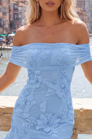 Laden Sie das Bild in den Galerie-Viewer, Schulterloses, gelbes, geblümtes, enges Homecoming-Kleid mit Rüschen