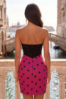 Laden Sie das Bild in den Galerie-Viewer, Schwarz-Weiß Sweetheart Bodycon Korsett, Schlüsselloch-Homecoming-Kleid mit Schleife