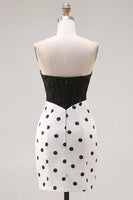 Laden Sie das Bild in den Galerie-Viewer, Schwarz-Weiß Sweetheart Bodycon Korsett, Schlüsselloch-Homecoming-Kleid mit Schleife