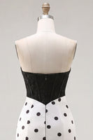 Laden Sie das Bild in den Galerie-Viewer, Schwarz-Weiß Sweetheart Bodycon Korsett, Schlüsselloch-Homecoming-Kleid mit Schleife
