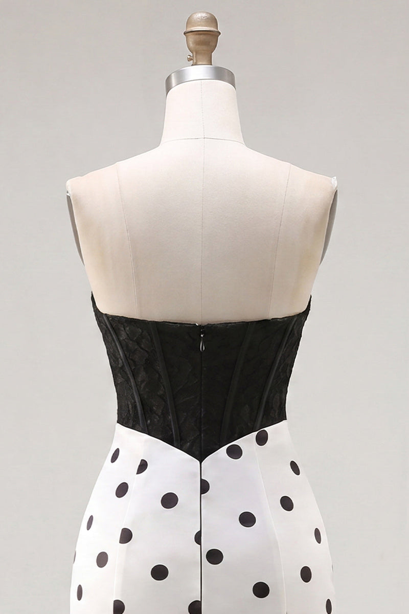 Laden Sie das Bild in den Galerie-Viewer, Schwarz-Weiß Sweetheart Bodycon Korsett, Schlüsselloch-Homecoming-Kleid mit Schleife