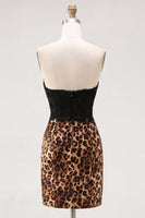 Laden Sie das Bild in den Galerie-Viewer, Schwarz-Leoparden-Bodycon Sweetheart Kurzes Homecoming-Kleid