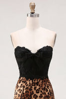 Laden Sie das Bild in den Galerie-Viewer, Schwarz-Leoparden-Bodycon Sweetheart Kurzes Homecoming-Kleid