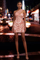 Laden Sie das Bild in den Galerie-Viewer, Grünes Bodycon-Korsett, eine Schulter Schnürung hinten Pailletten, Homecoming-Kleid mit Schärpe