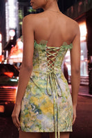 Laden Sie das Bild in den Galerie-Viewer, Grünes Sweetheart-Korsett-Rüschen-Bodycon-Runden-Spitzen-Zurück-Homecoming-Kleid
