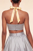 Laden Sie das Bild in den Galerie-Viewer, Pink-grünes A-Linien-Zweiteiler-Satin-Neckholder-Satin-Homecoming-Kleid
