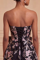 Laden Sie das Bild in den Galerie-Viewer, Salbeigrünes, trägerloses A-Linien-Sticker-Perlen-Schnürsenkelkleid mit Back-Homecoming-Kleid mit Schleife