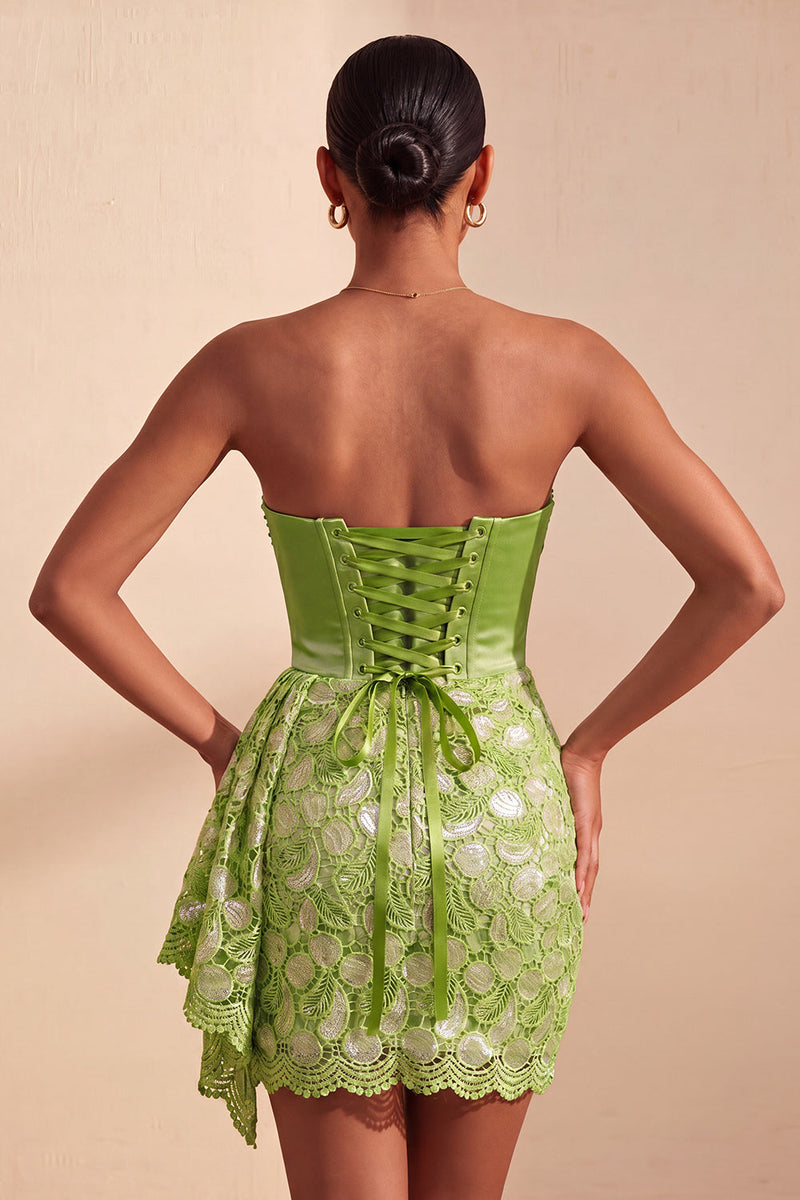 Laden Sie das Bild in den Galerie-Viewer, Hellgelbe Bodycon Sweetheart mit gerafften Pailletten Schnürung Back-Homecoming-Kleid mit Schärpe