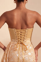 Laden Sie das Bild in den Galerie-Viewer, Hellgelbe Bodycon Sweetheart mit gerafften Pailletten Schnürung Back-Homecoming-Kleid mit Schärpe