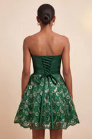 Laden Sie das Bild in den Galerie-Viewer, Himmelblaue A-Linie Sweetheart Pailletten Schnürung Back-Homecoming-Kleid mit Schärpe