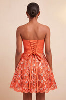 Laden Sie das Bild in den Galerie-Viewer, Himmelblaue A-Linie Sweetheart Pailletten Schnürung Back-Homecoming-Kleid mit Schärpe