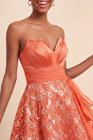 Laden Sie das Bild in den Galerie-Viewer, Himmelblaue A-Linie Sweetheart Pailletten Schnürung Back-Homecoming-Kleid mit Schärpe