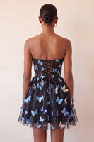 Laden Sie das Bild in den Galerie-Viewer, Blush Sweetheart A-Line transparentes Korsett-Schmetterlings-Homecoming-Kleid mit Spitze hinten