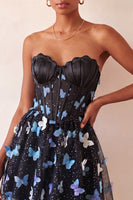 Laden Sie das Bild in den Galerie-Viewer, Blush Sweetheart A-Line transparentes Korsett-Schmetterlings-Homecoming-Kleid mit Spitze hinten