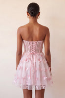 Laden Sie das Bild in den Galerie-Viewer, Blush Sweetheart A-Line transparentes Korsett-Schmetterlings-Homecoming-Kleid mit Spitze hinten