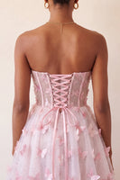 Laden Sie das Bild in den Galerie-Viewer, Blush Sweetheart A-Line transparentes Korsett-Schmetterlings-Homecoming-Kleid mit Spitze hinten