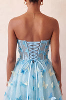 Laden Sie das Bild in den Galerie-Viewer, Blush Sweetheart A-Line transparentes Korsett-Schmetterlings-Homecoming-Kleid mit Spitze hinten