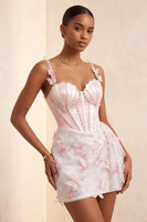 Laden Sie das Bild in den Galerie-Viewer, Bodycon Rouge-Korsett, Schmetterlingsperlenapplikation, Schnürung Back-Homecoming-Kleid mit Schärpe
