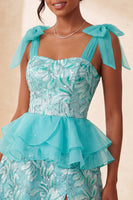 Laden Sie das Bild in den Galerie-Viewer, Rosa A-Linien-Pailletten, Rüschen, Schnürung hinten, gebogene Träger, Homecoming-Kleid mit Schlitz
